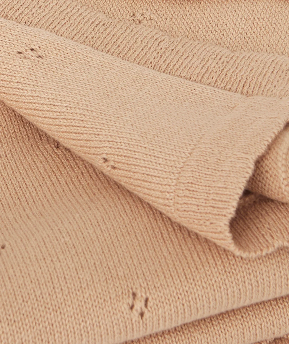 JOLLEINCOUVERTURE DE BERCEAU MARRON EN POINTELLE 75X100 CM