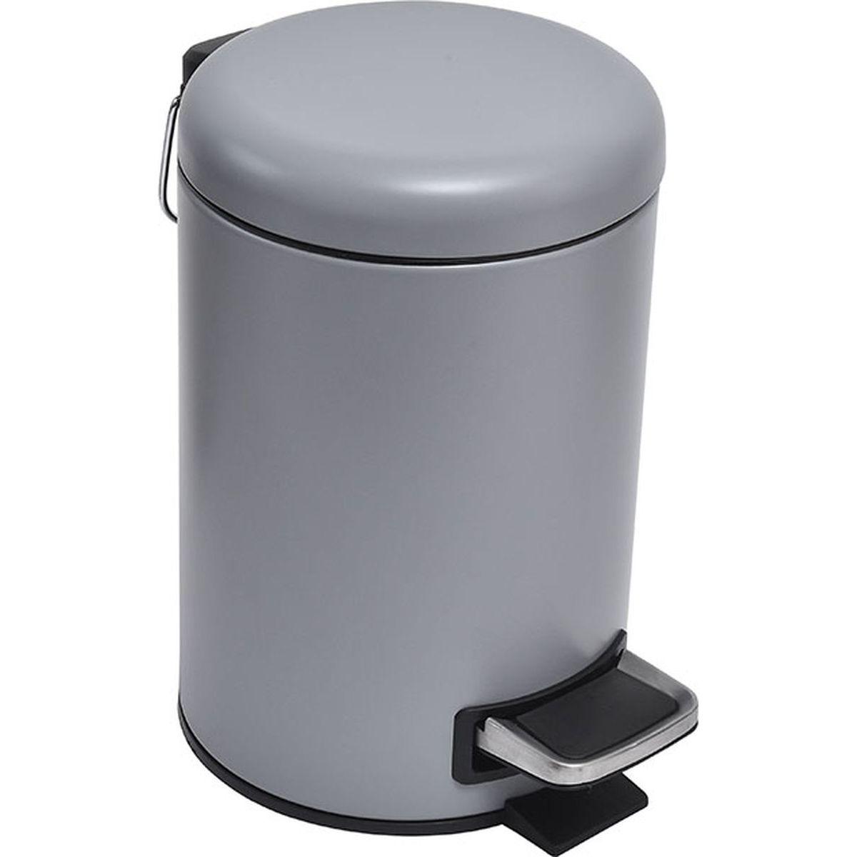 POUBELLE METAL 3 L FREIN DE CHUTE GRIS MAT