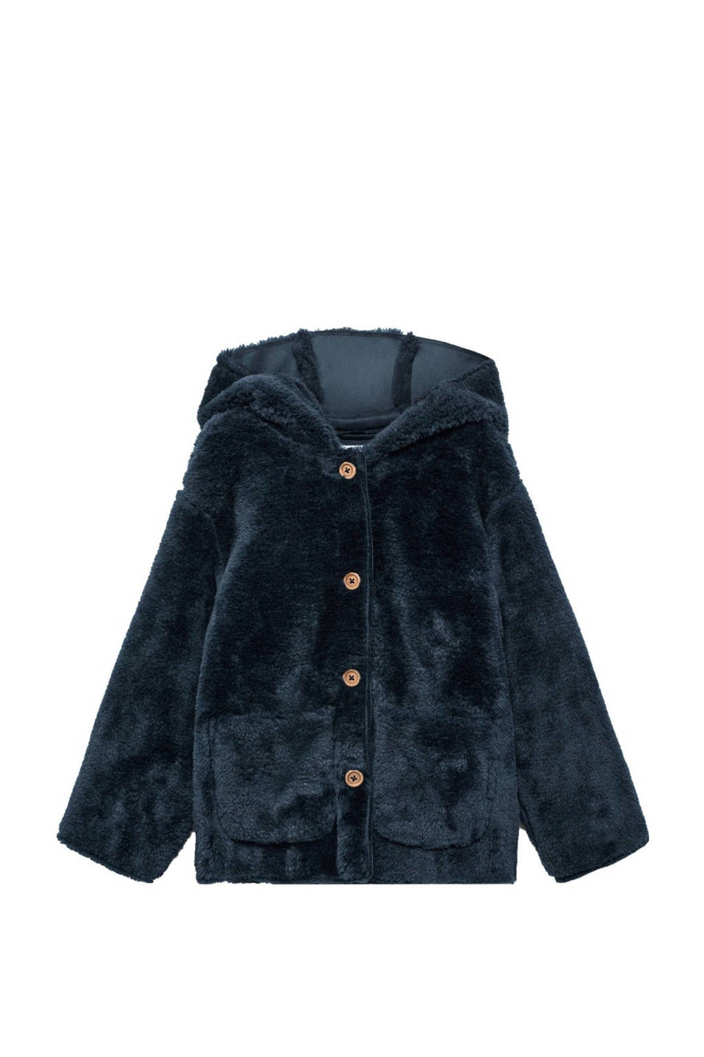 Mango Kids imitatiebont tussenjas donkerblauw