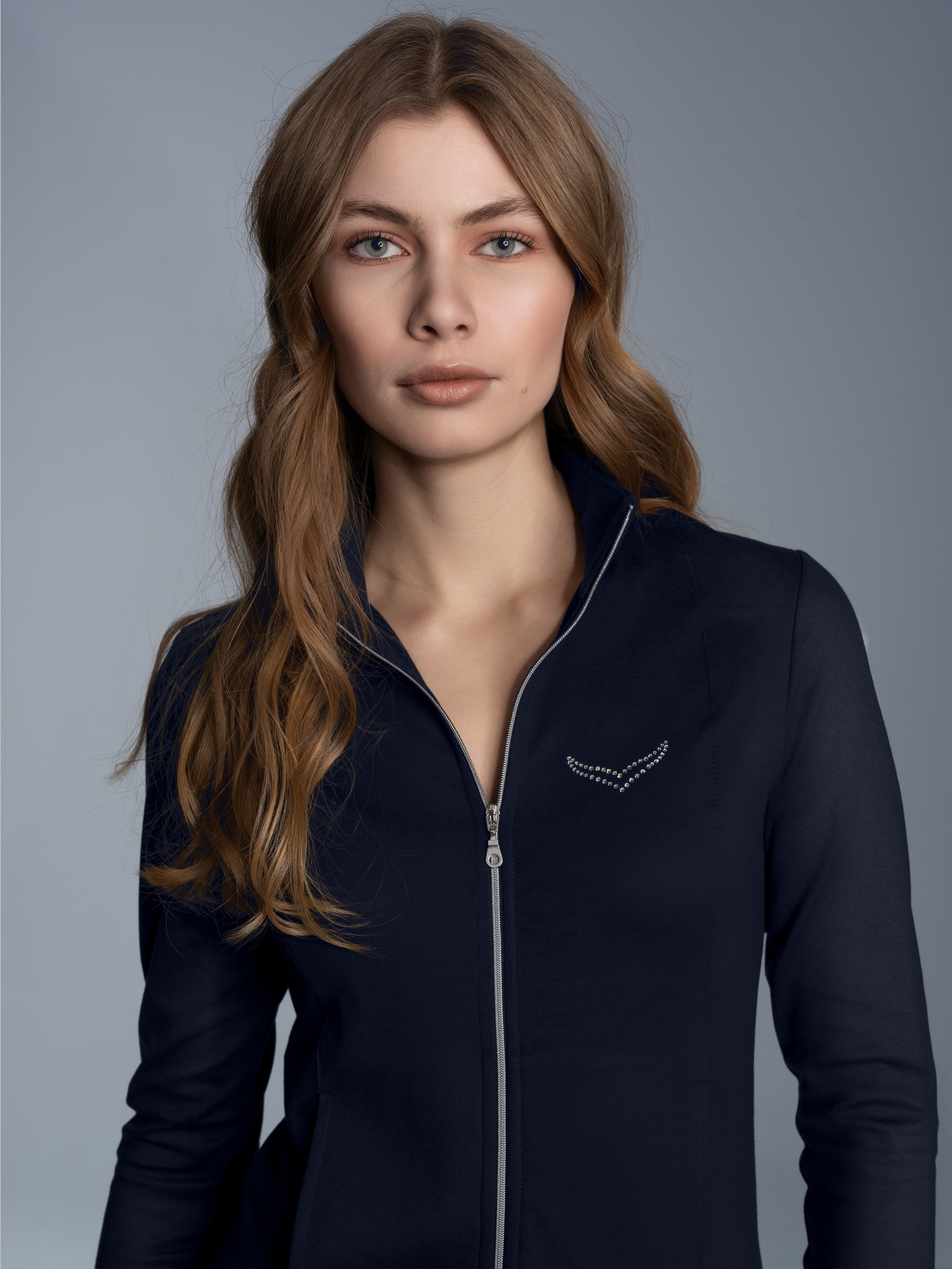 Jacke mit Kristallsteinen Navy
