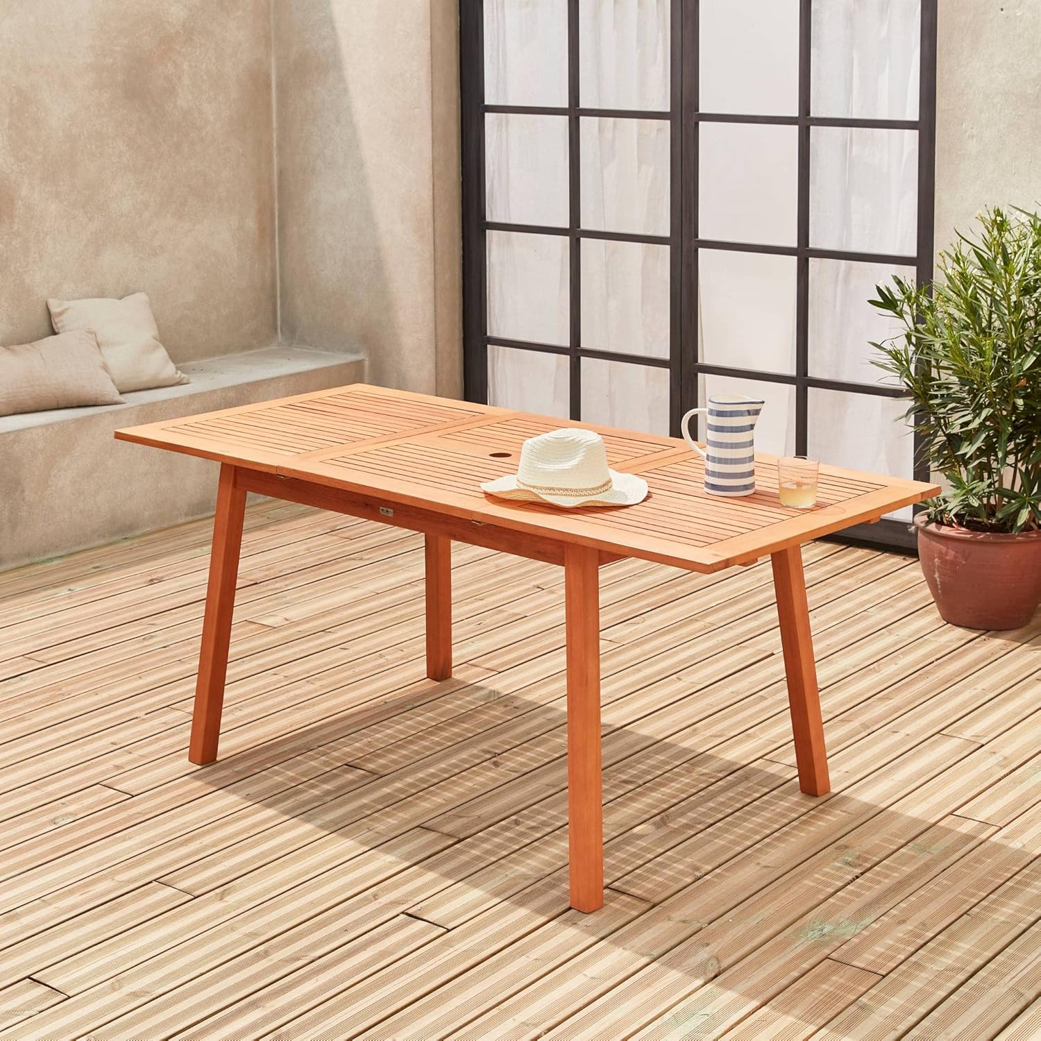 Alice's Garden - Holz-Gartentisch 120-180 cm - rechteckig mit Verlängerung aus Eukalyptus - Almeria