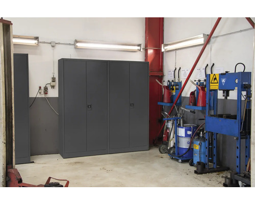 Metalen kast, multifunctionele kast, universele kast, archiefkast, 80 x 168 x 40 cm, 2 deuren, 4 legplanken, antraciet