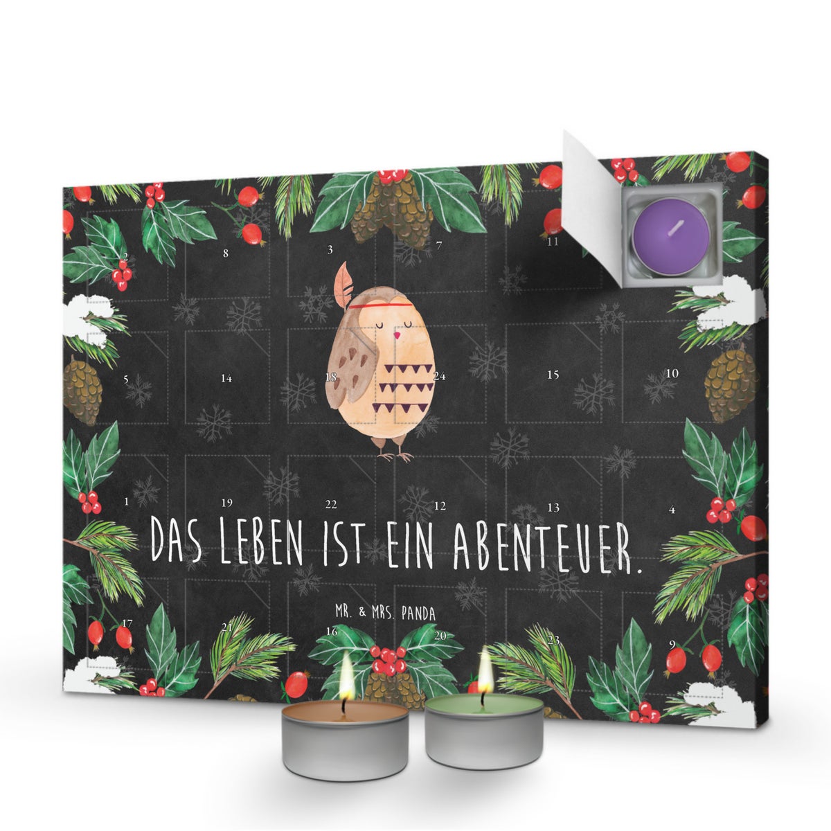 Mr. & Mrs. Panda Geurkaars Adventskalender Uilenveer Decoratie - Zwart