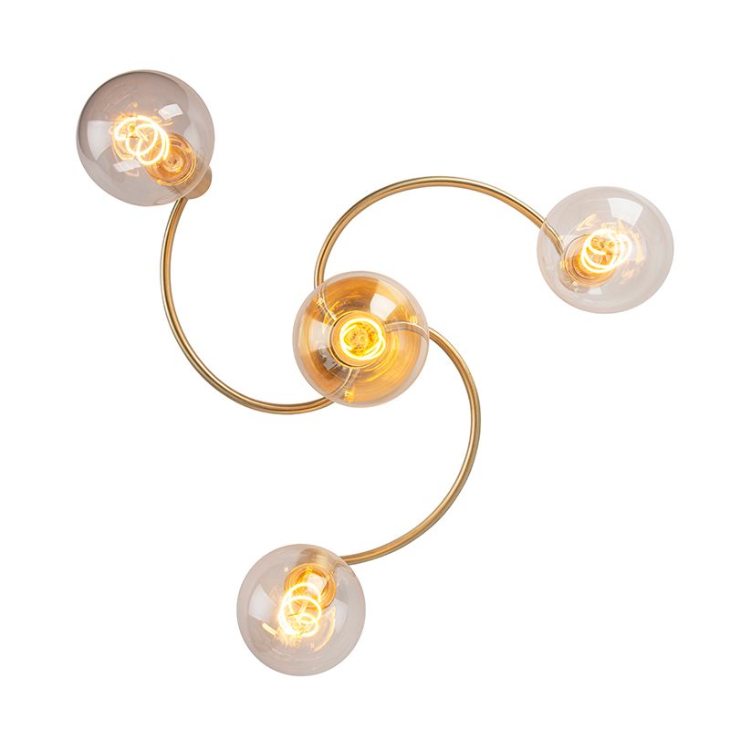 Art Deco plafondlamp messing 4-lichts - Facile