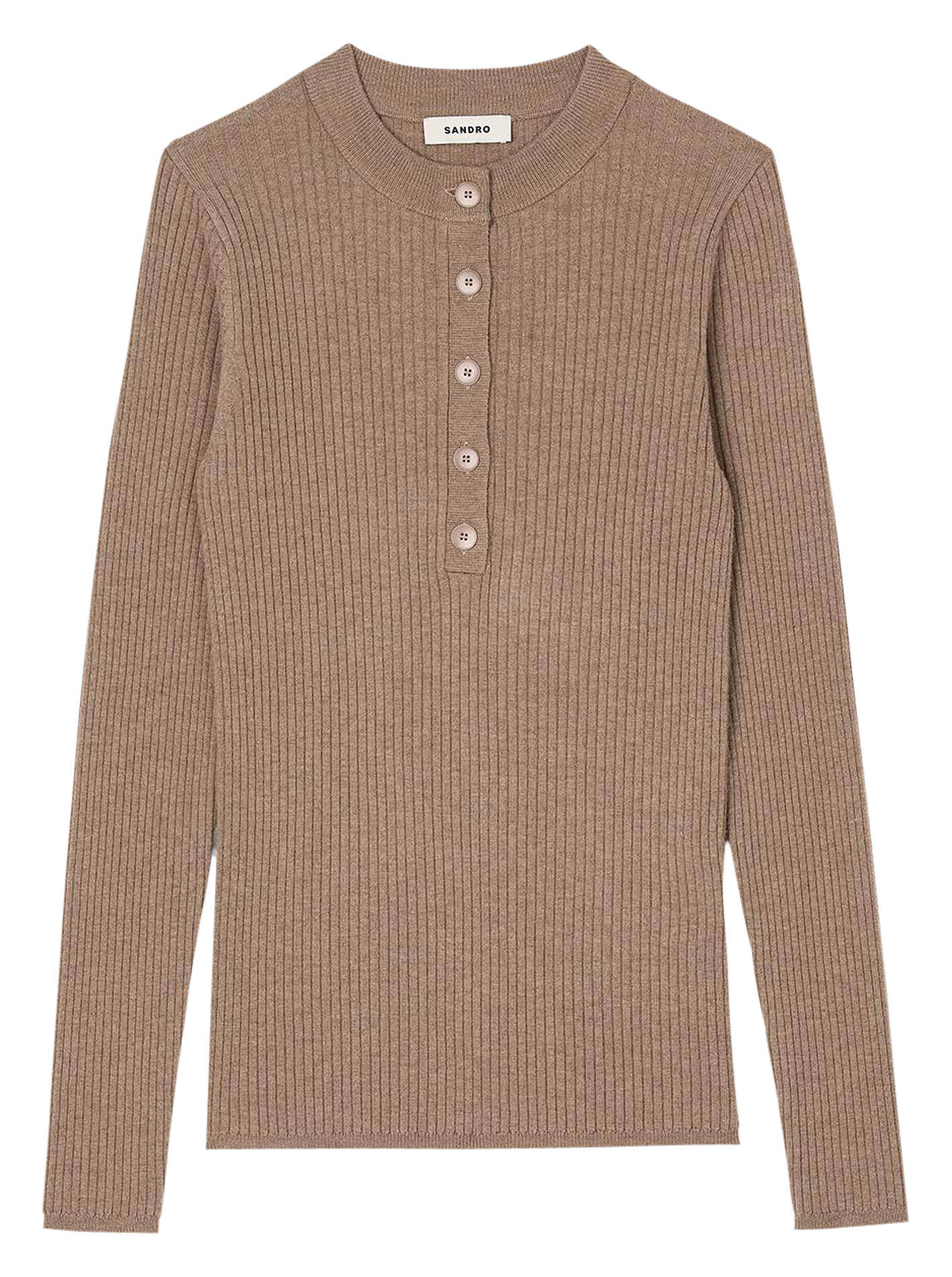Pull col rond en maille côtelée | Kaki