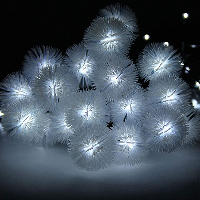 (4.5m) 20 LED's Deko Solar Lichterkette Pusteblumen Outdoor Beleuchtung IP65 - Kaltweiss