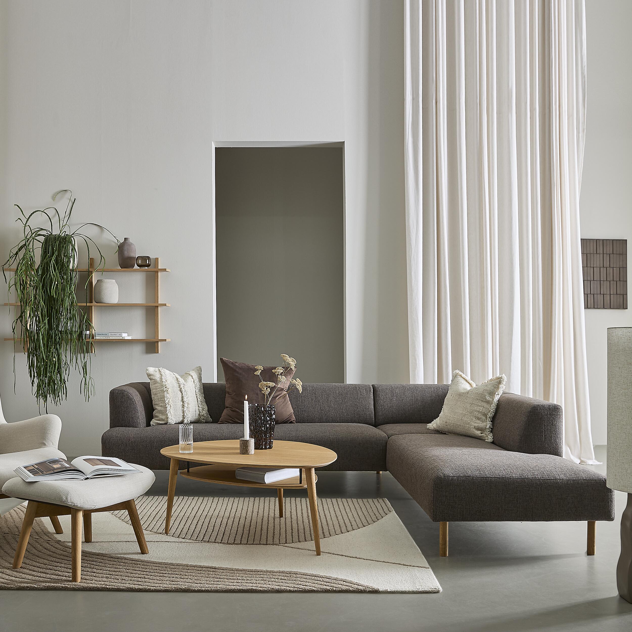 Teron højrevendt sofa med pufafslutning