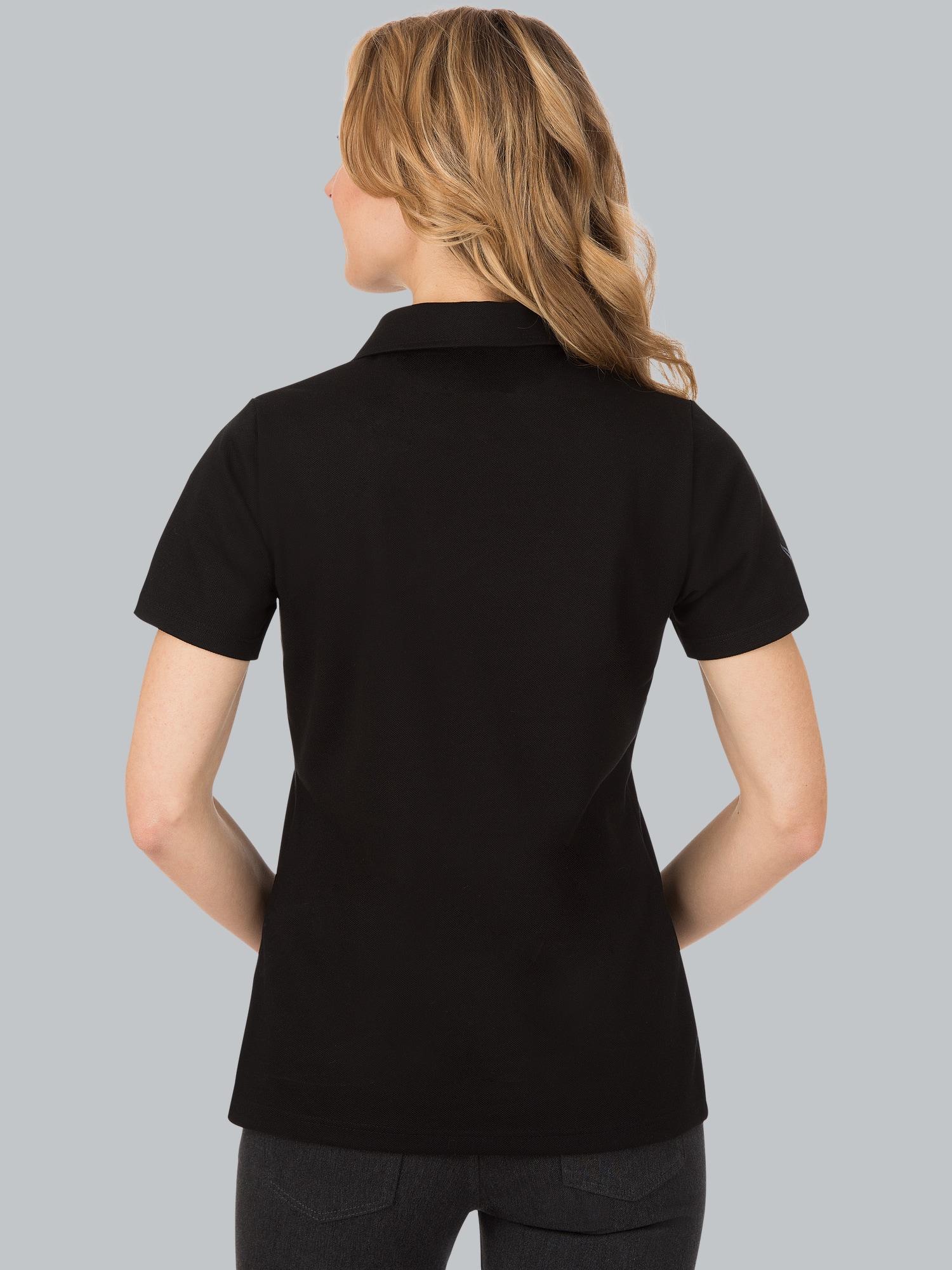 Poloshirt ohne Knopfleiste Schwarz