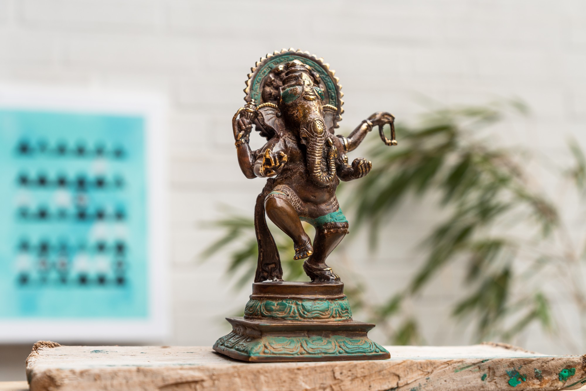 Bronzestatue 'Dancing Ganesha', H 20 cm, B 12 cm, T 9 cm von fischer's lagerhaus