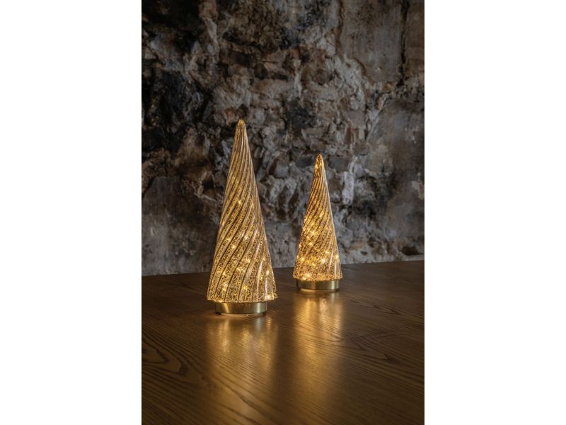 STT Glass tree brown, 28 cm Warmweiss LED Dekoration