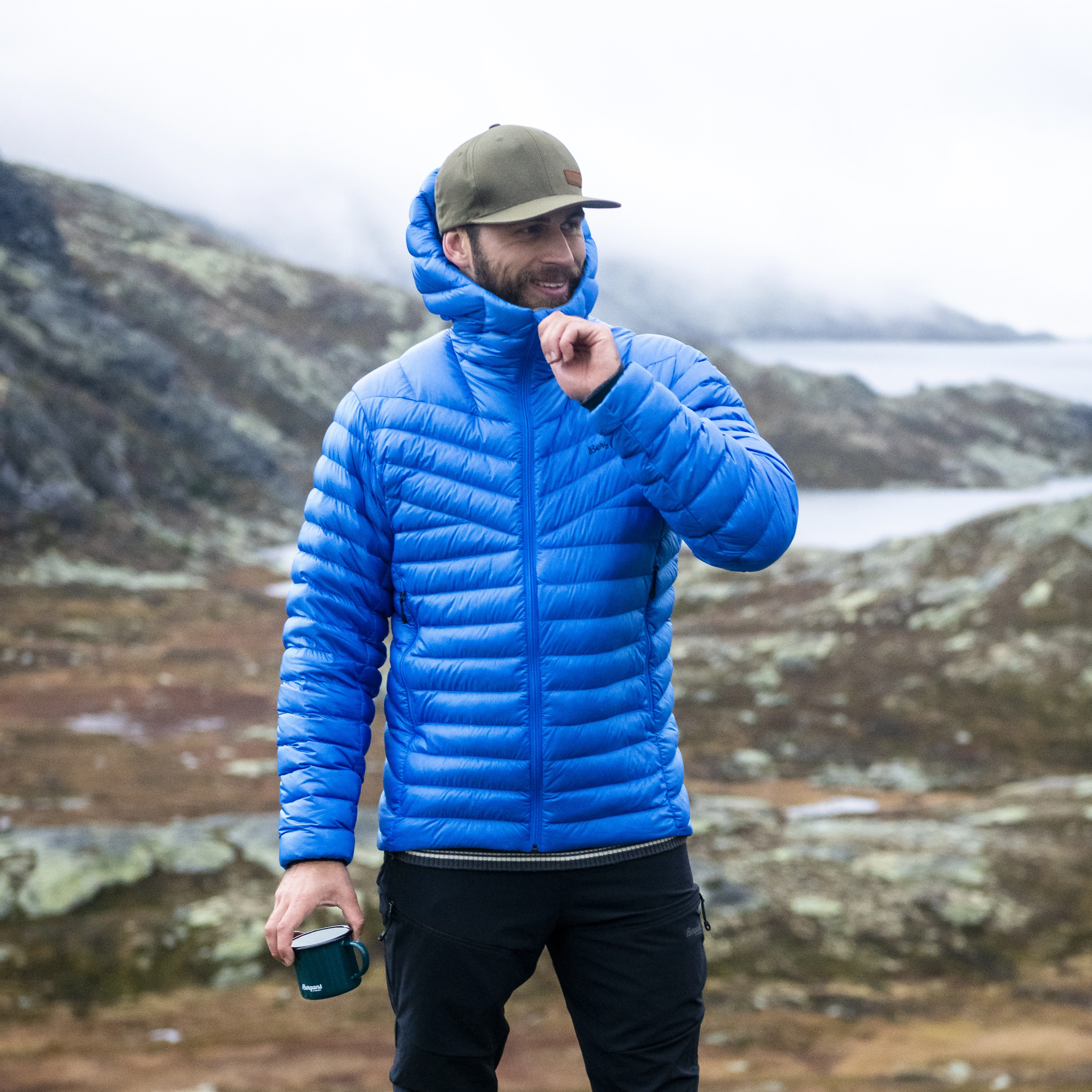 Rabot Light Down Jacket Hood Men Space Blue