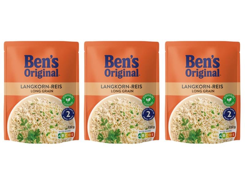 Ben's Original Expressreis Langkorn 3 x 220 g Schnell zubereitbarer Reis