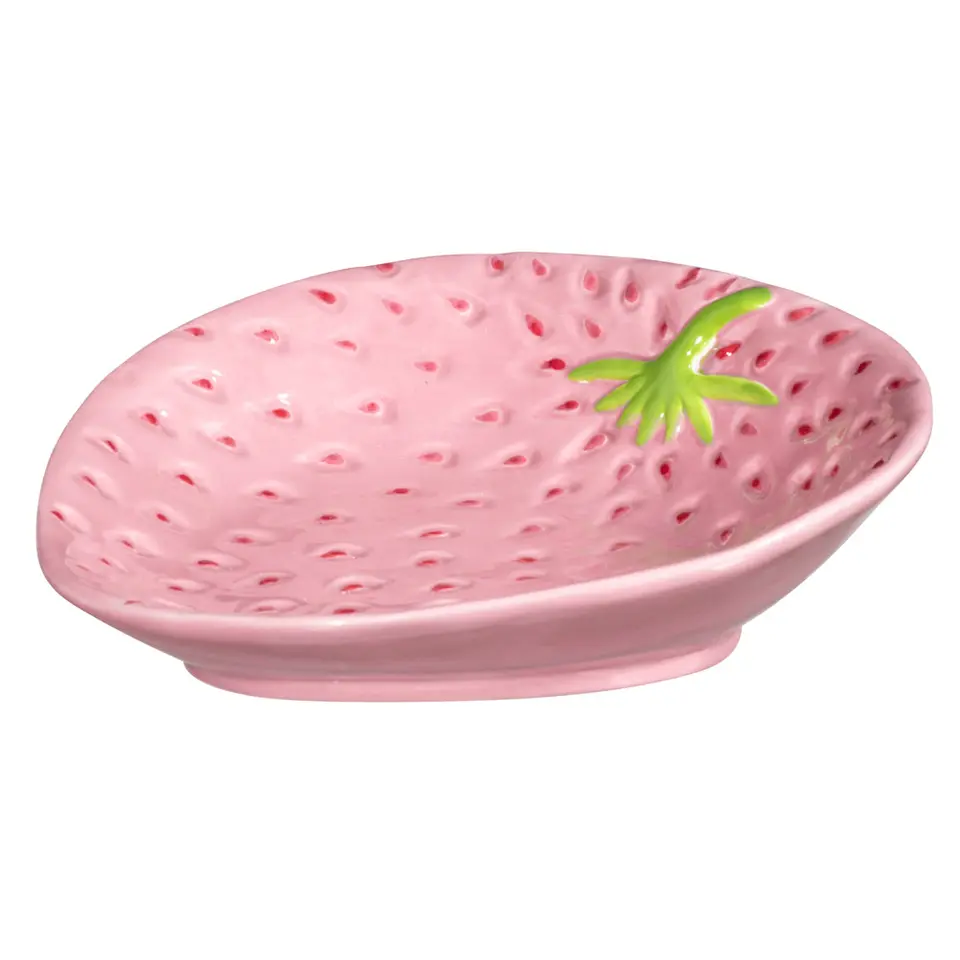 Bordje Aardbei - roze - aardewerk - 5,8x19,5x19,2 cm