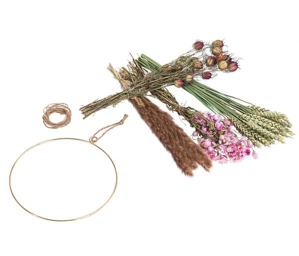 Dehner Trockenblumenkranz DIY Set Rosa