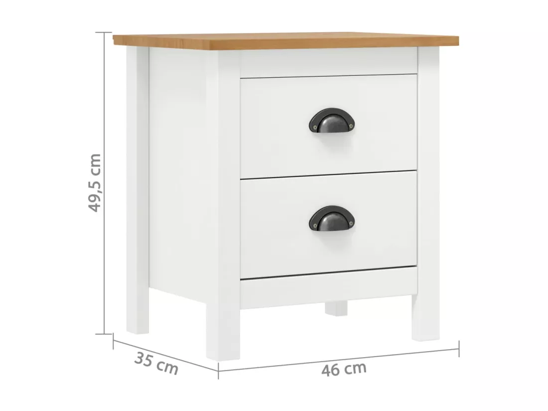 Tables de chevet Hill 2 pcs Blanc 46x35x49,5 cm Bois pin solide