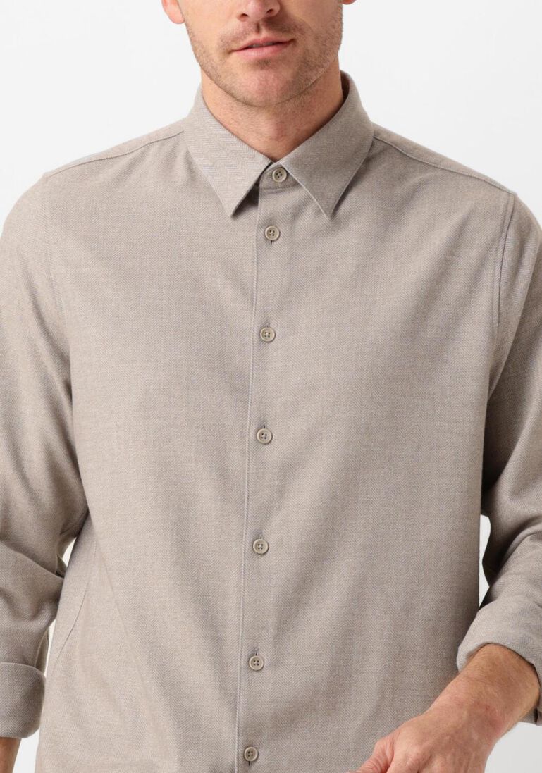 beige drykorn casual overhemd ramis