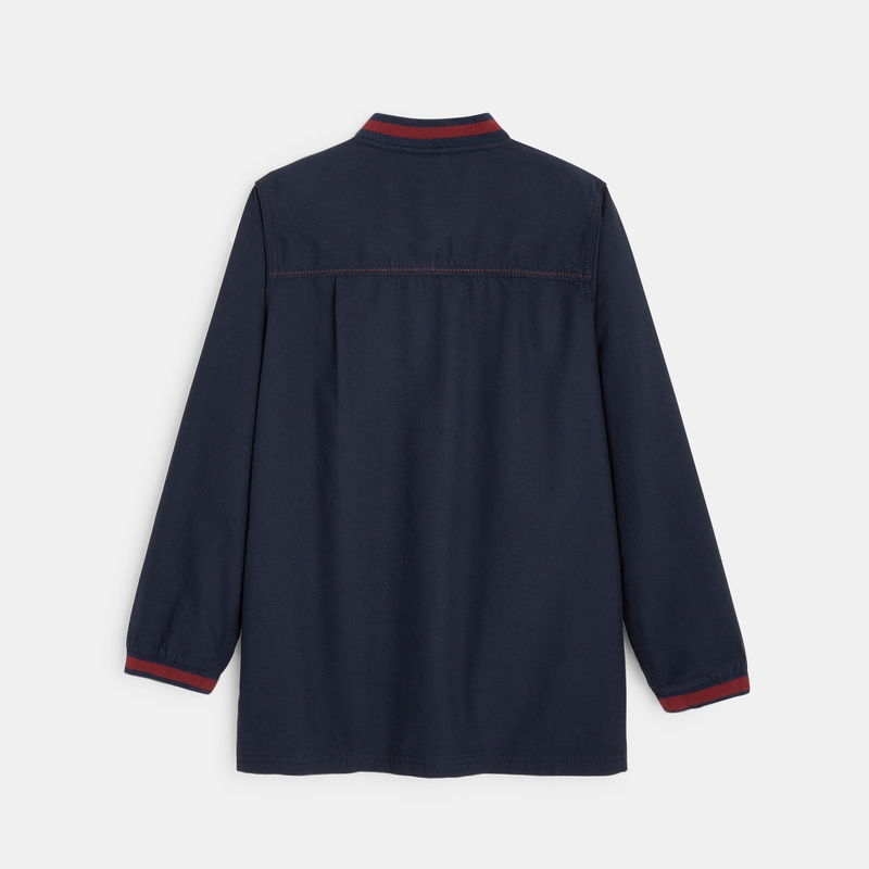 Tablier d'écolier en toile et zippé bleu garçon