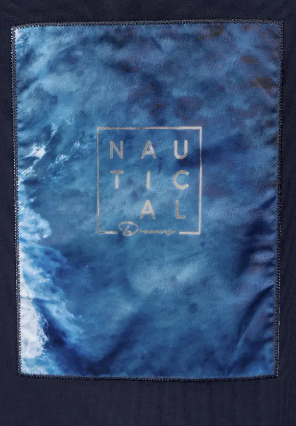 T-Shirt mit Print Patch - deep blue