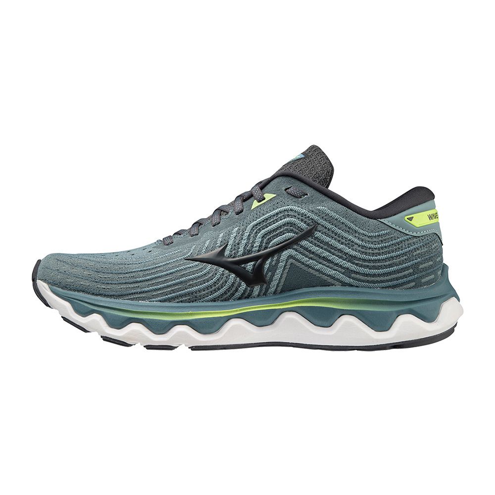 Mizuno WAVE HORIZON 6 - Chaussures running Homme smokeblue/ebony/neolime