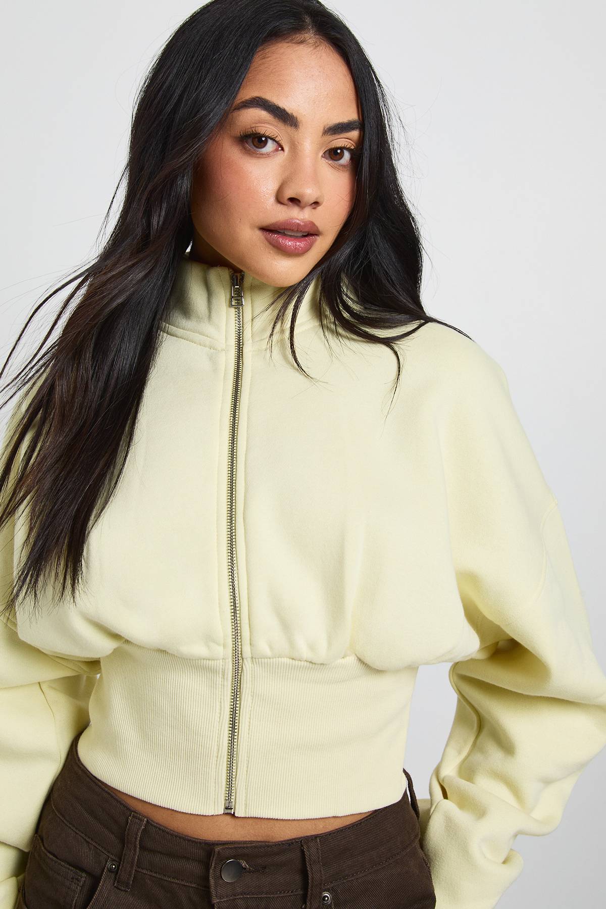 boohoo Col Cheminée Taille Cintrée Zippé Intégral