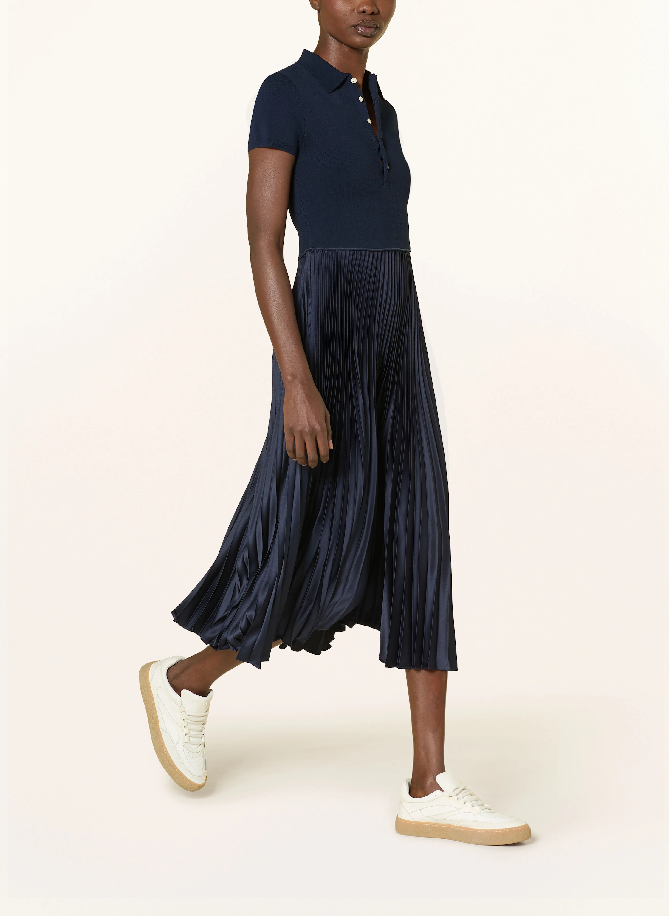 POLO RALPH LAUREN Polokleid im Materialmix mit Plissees