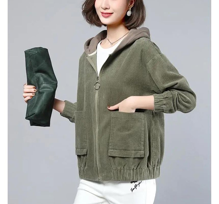 Everose - Corduroy jack met capuchon en rits