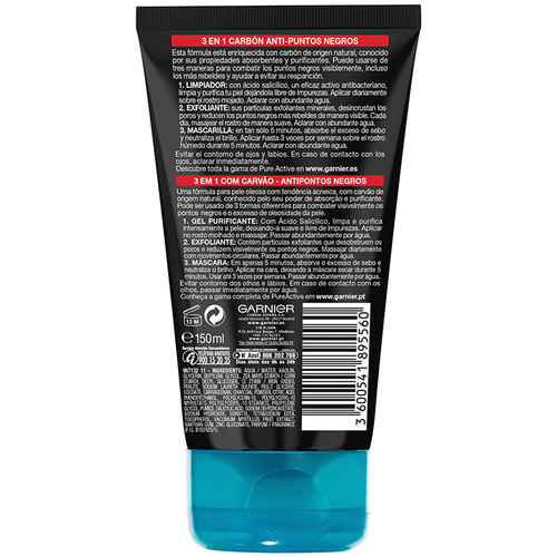 Garnier - Pure Active 3 En 1 Carbón Intensive Gel Puntos Negros