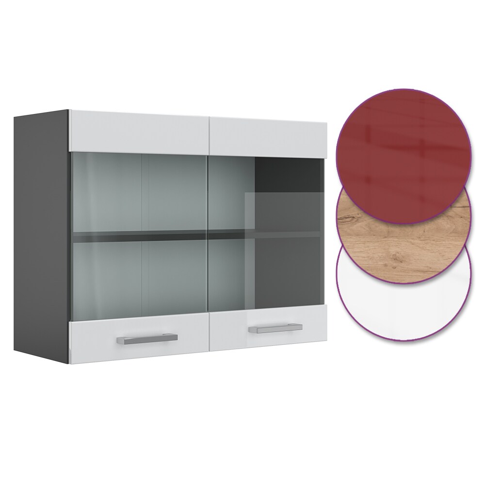 VICCO Küchenschrank Hängeschrank Hängeglasschrank 80 cm R-Line Anthrazit