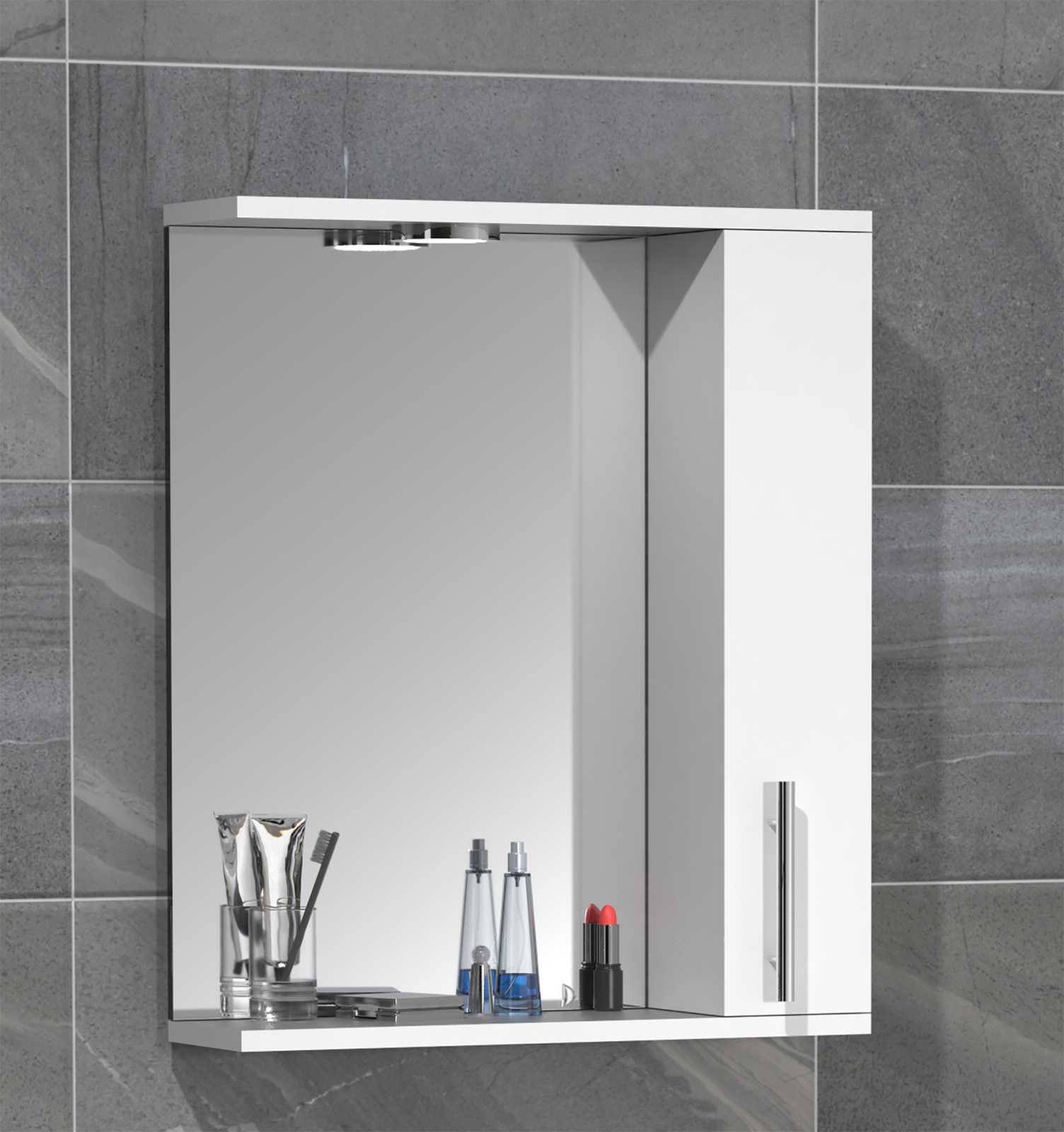 Spiegelschrank LISALO M - weiß - mit Beleuchtung - 50 cm