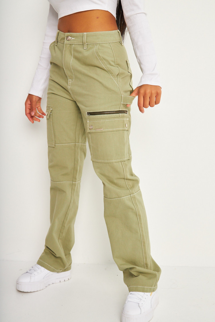 Pantalon cargo kaki Brentiny