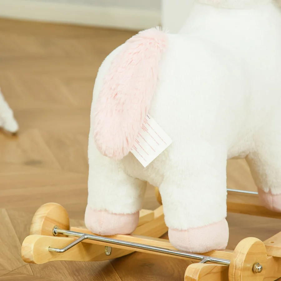 HOMCOM Schaukeltier Spielzeug, Triceratops, Einhorn Weiß