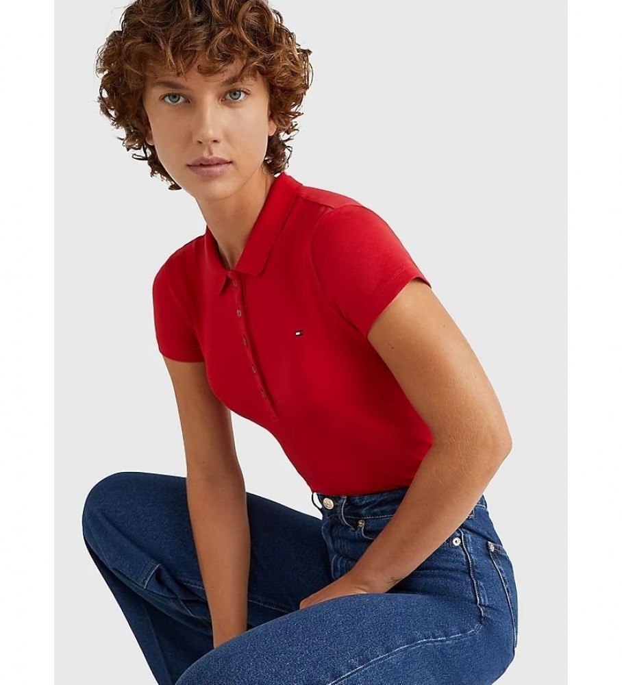 Polo Tommy Hilfiger Heritage de corte slim vermelho