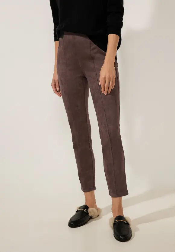 Skinny Hose in Velour Optik - chestnut