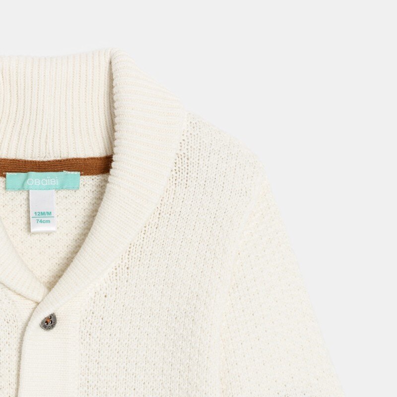 Gilet tricot boutonné blanc bébé garçon Blanc