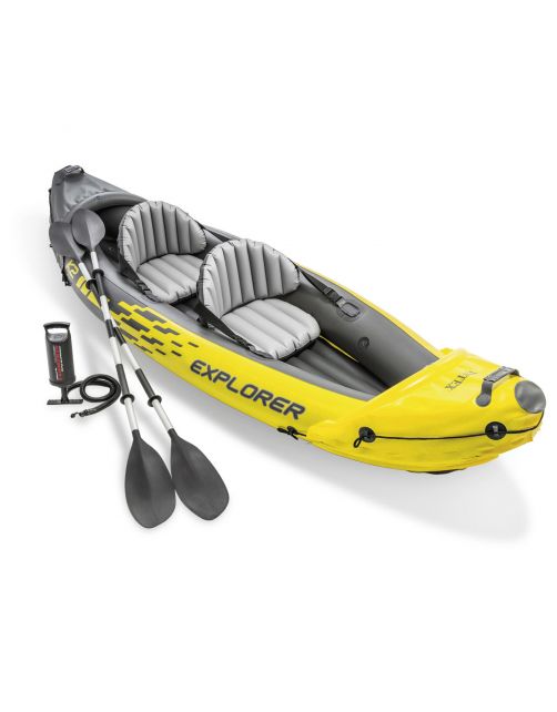 Intex Explorer K2 Kayak Set - 2 Pers - Luchtbedden - 312x91x51 cm Geel Incl. Peddels En Luchtpomp