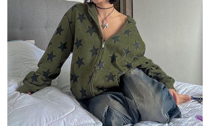 Leandrillo - Sterrenprint Hoodie met Rits