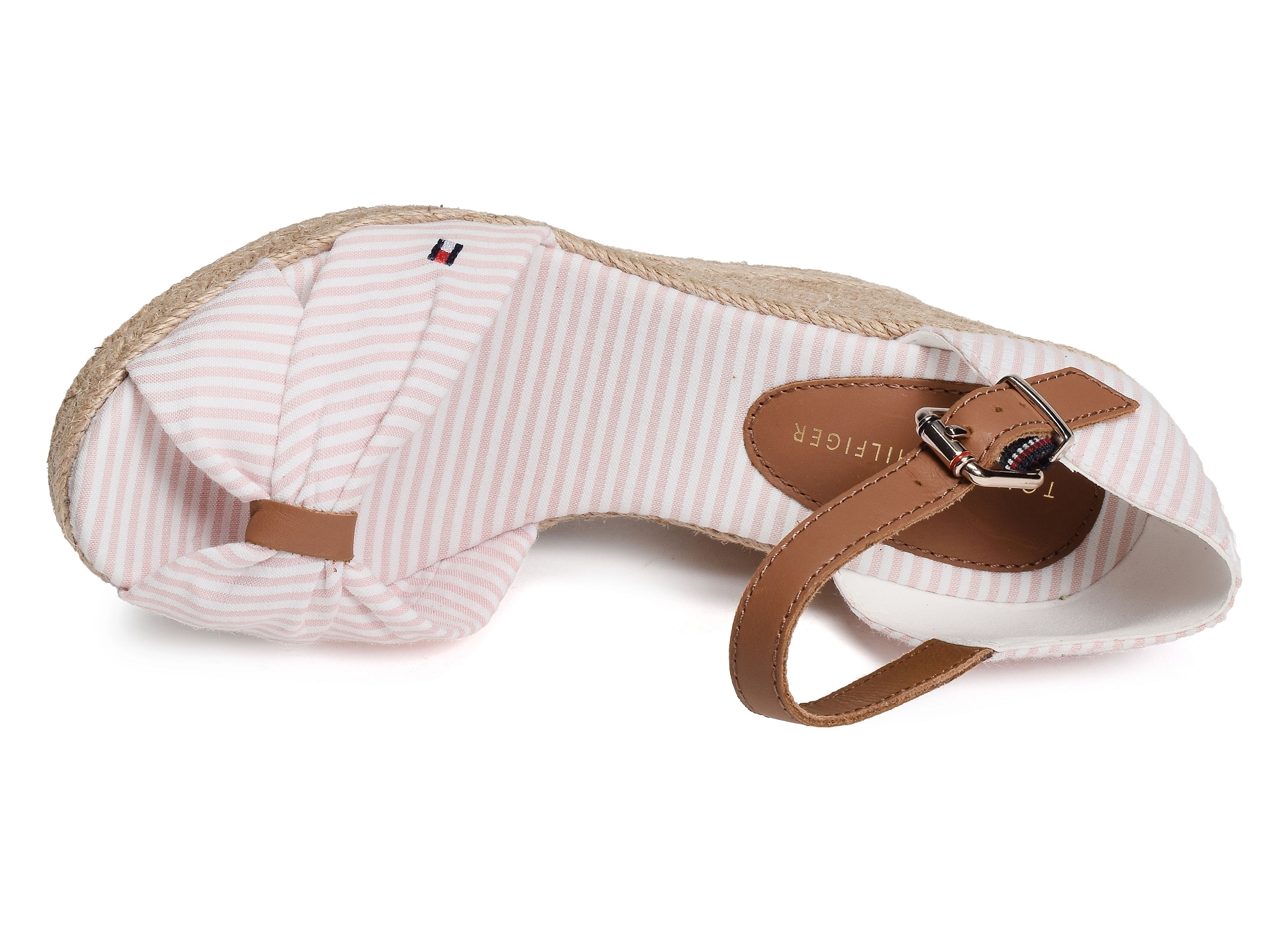 Basic seersucker high wedge 7160 blanc rose