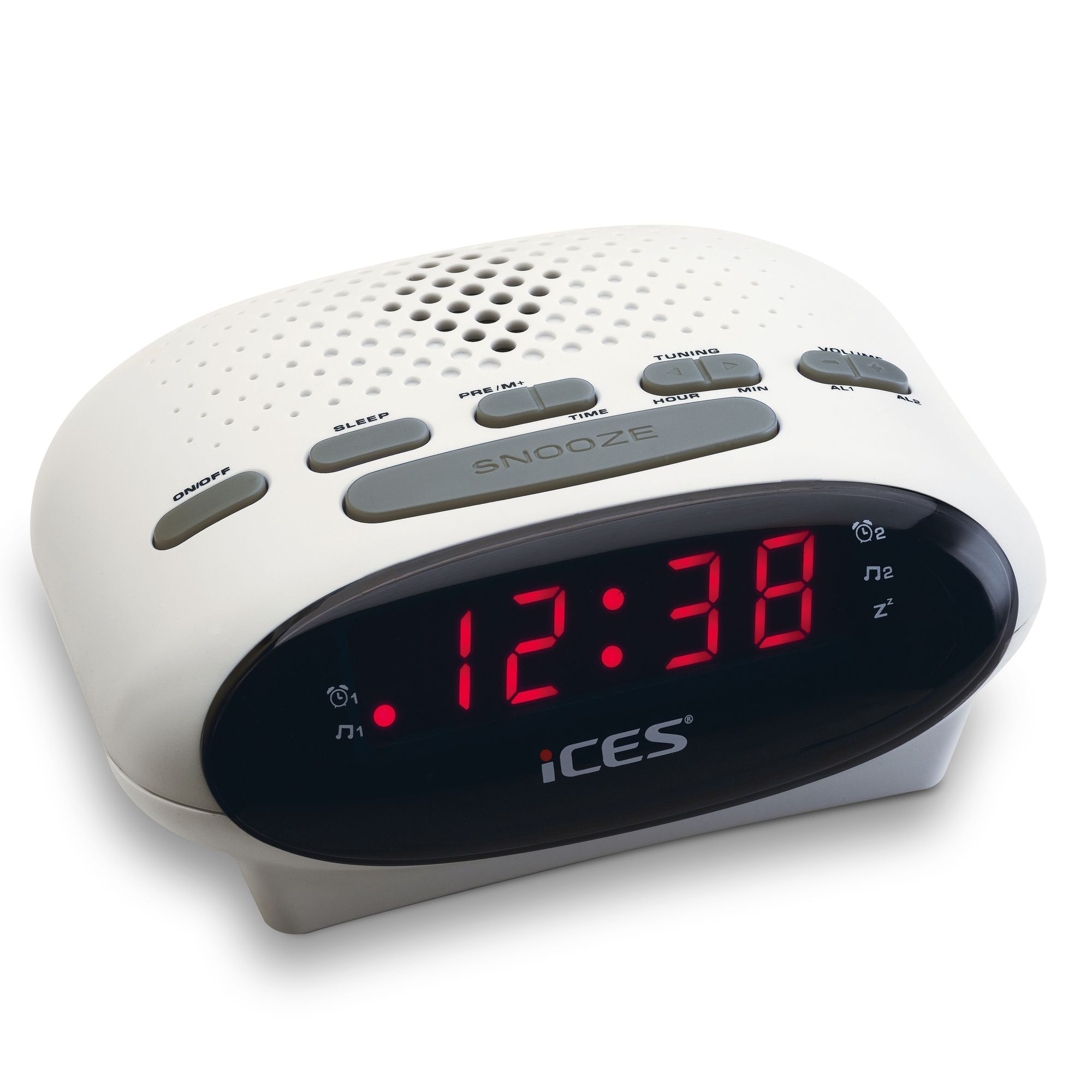 Ices ICR-210 FM wekkerradio - White