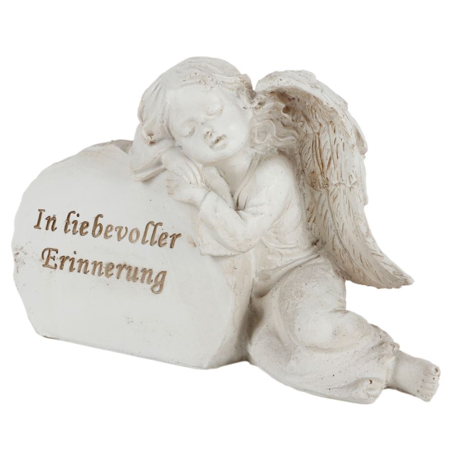 Schlafender Engel mit Grabstein In liebevoller Erinnerung