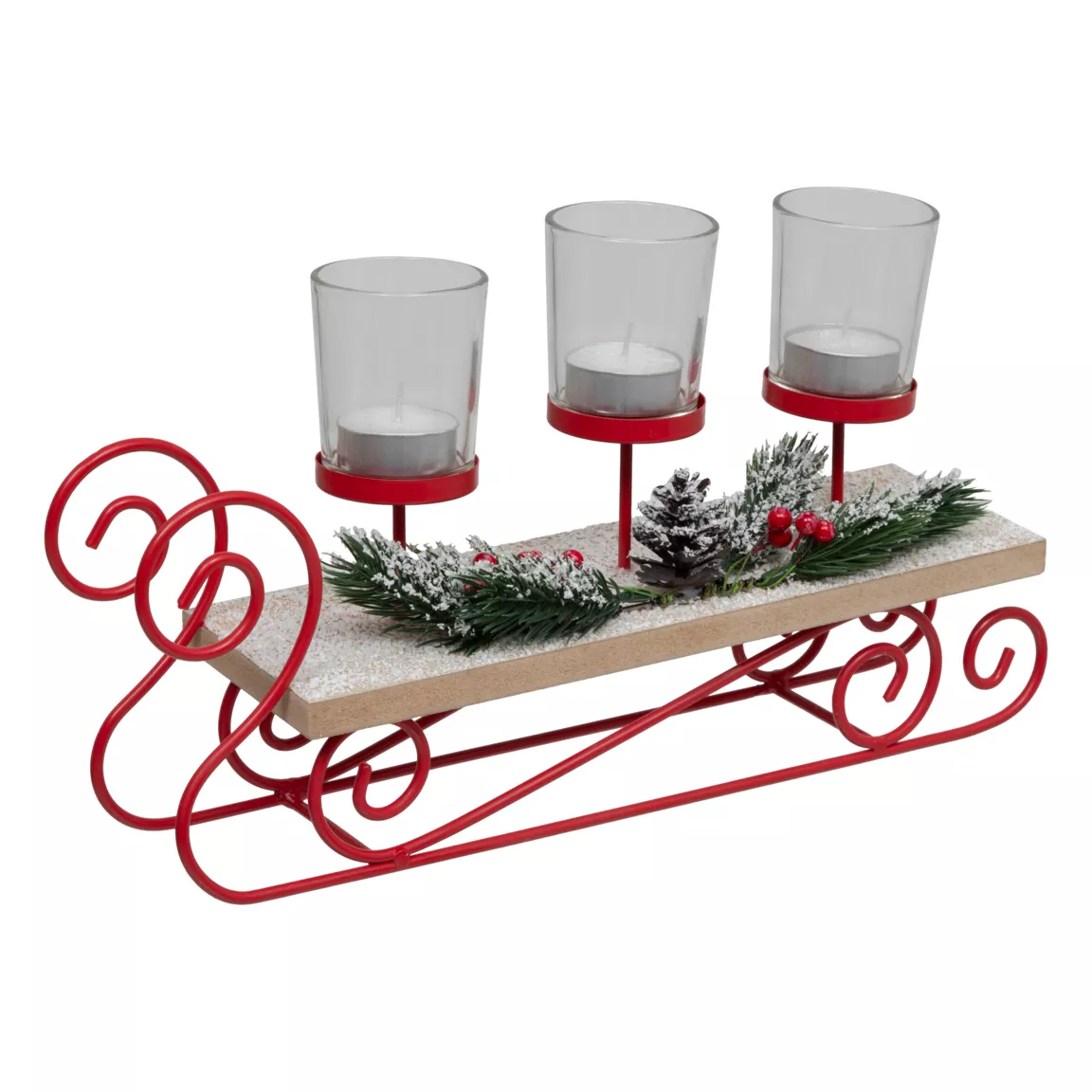 Luge en bois déco (35 x H19 cm) Photophores de Noël