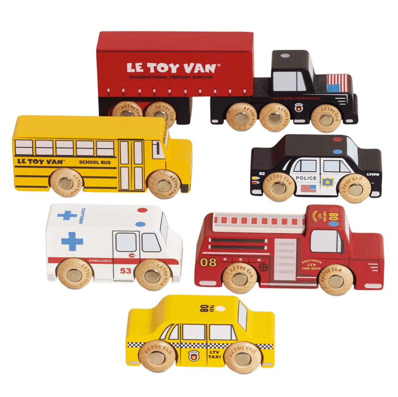 Le Toy Van New York Sett med 6 Trebiler