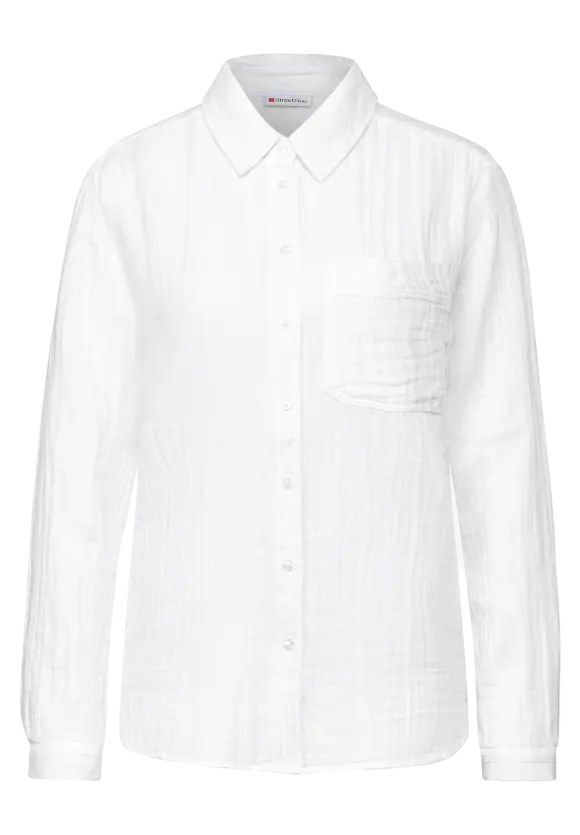 Musselin Hemdbluse - White
