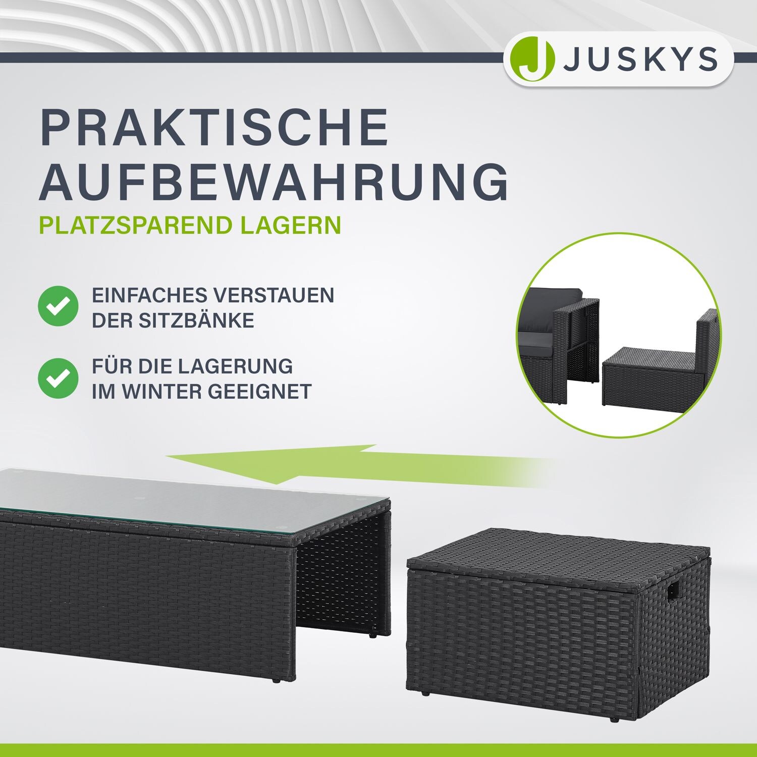 Juskys Polyrattan Gartenmöbel Set Salou - Outdoor Lounge für 6 Personen, wetterfest - Schwarz