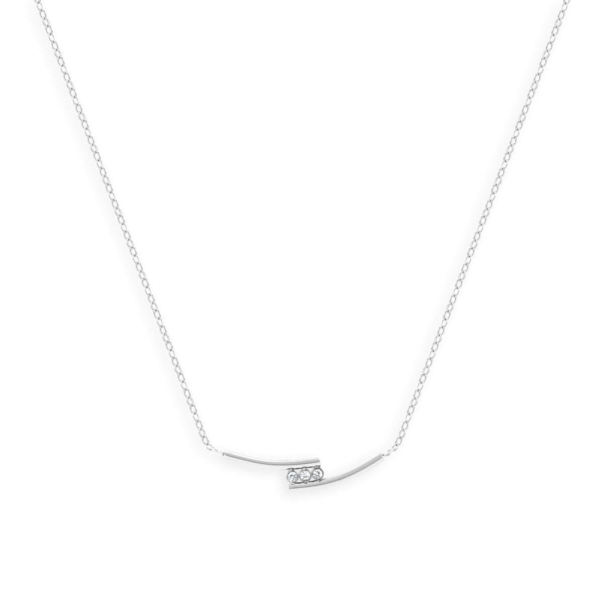 Collier en acier argenté avec oxyde de zirconium