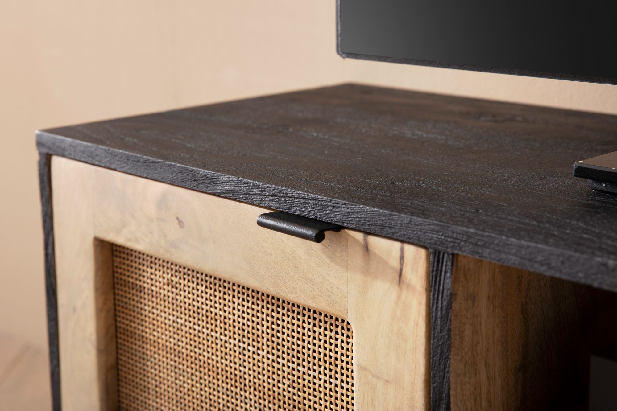Lowboard FineBuy Fernsehkommode 120x44x35 cm TV Schrank Holz Fernsehschrank