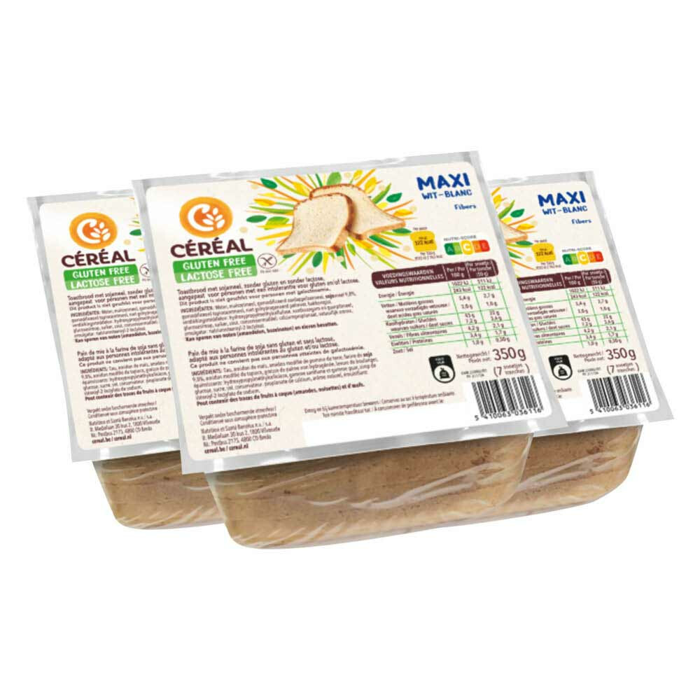 3x Céréal Maxi Brood Wit Glutenvrij En Lactosevrij350 gr