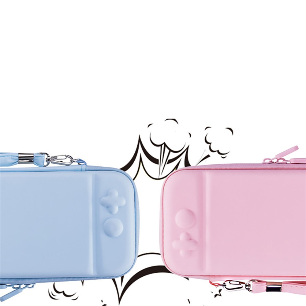 Nintendo Switch Reise Box Leder Schutztasche Hartschale mit Handschlaufe - Rosa