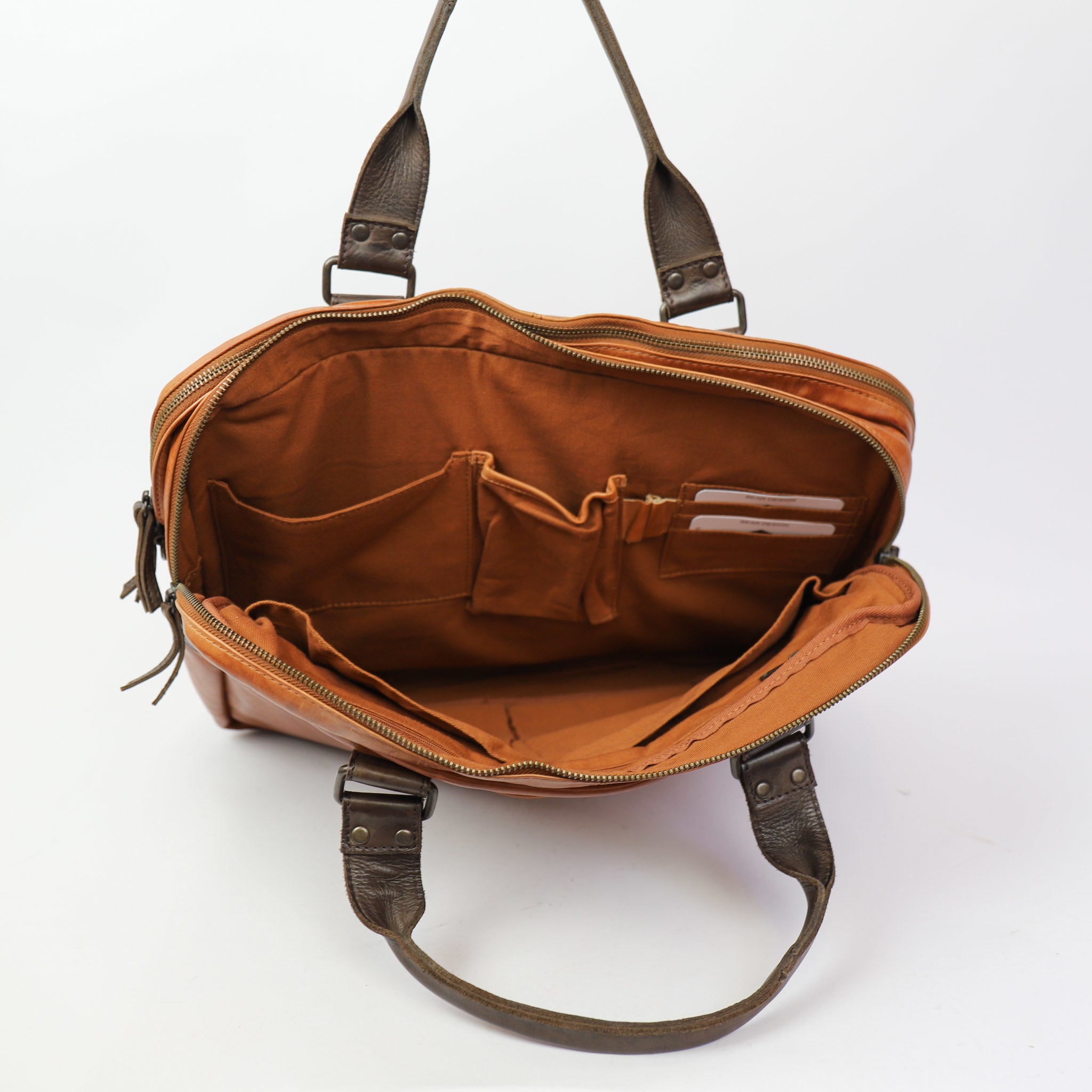 Laptoptas 'Leandro' cognac/donkerbruin Cognac/donkerbruin