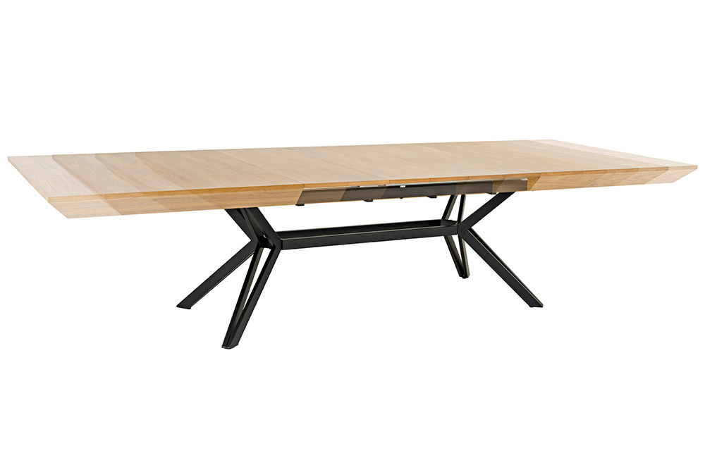 Ausziehbarer Esstisch GIANT 200-320cm natur Eiche schwarz Metall