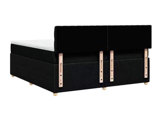 Sommier à lattes de lit avec matelas Noir 180x200 cm Tissu